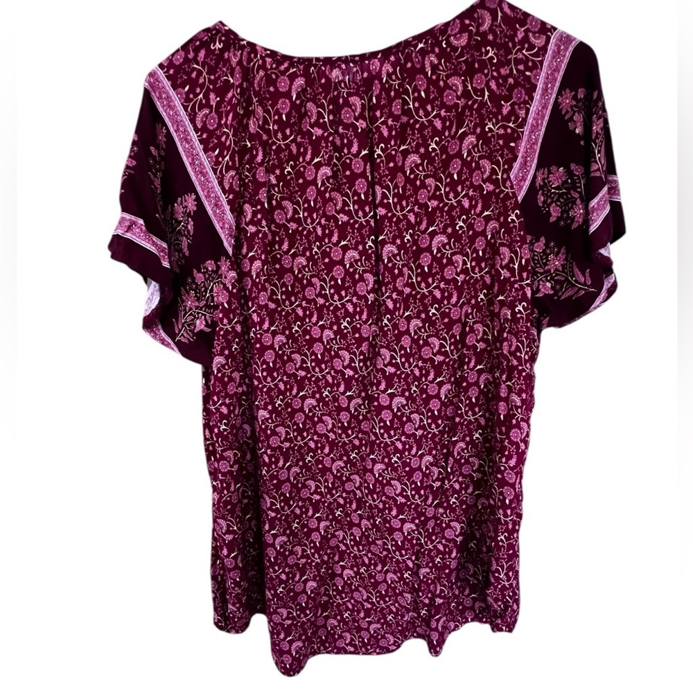 Floral V-Neck Women Top - Red/Pink - Picture 2 of 2